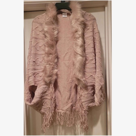 Faux Fur Pink Textured Knit Open Cardigan - Picture 9 of 11